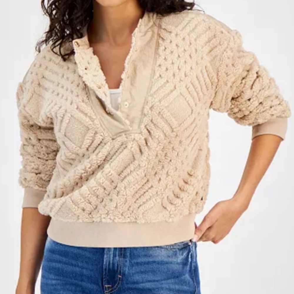 NWT - Tommy Hilfiger Textured Snap Front Pullover Sweatshirt